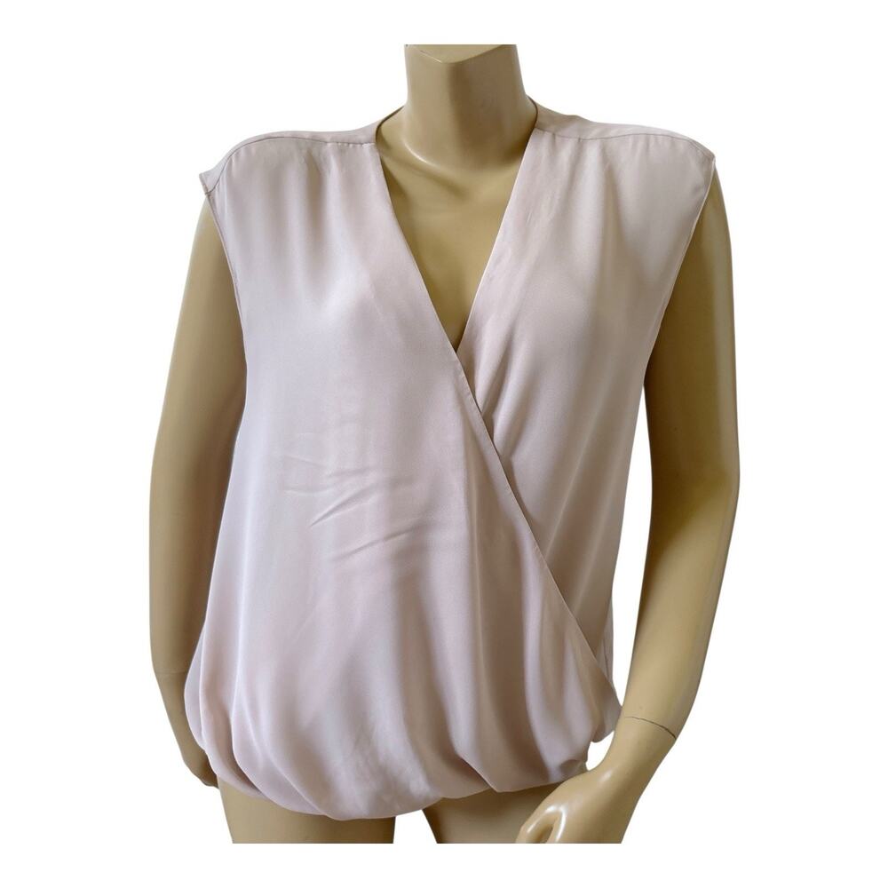 CHELSEA 28 Womens Size Medium Pink Sleeveless Snap Front Surplice High Low Shirt